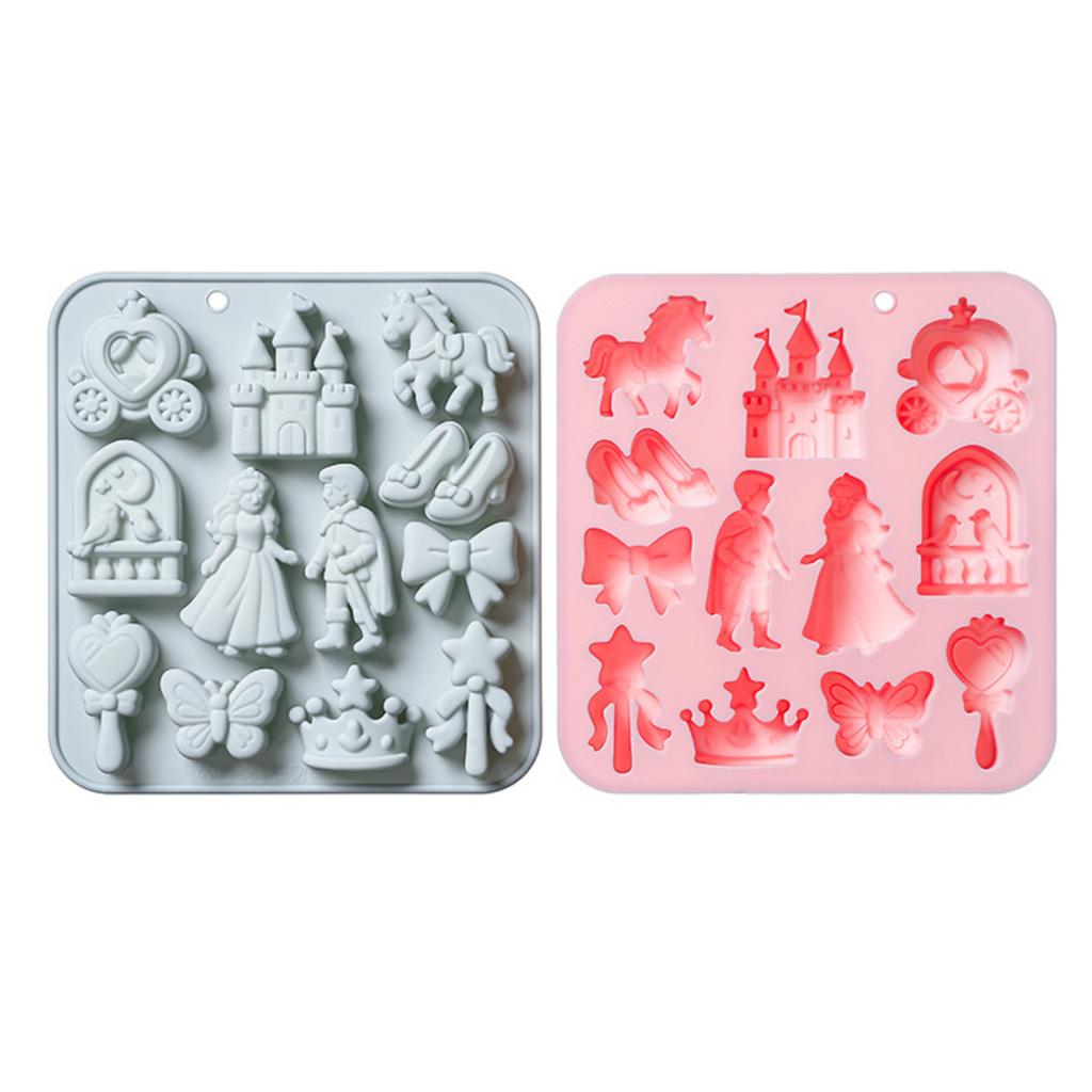Silicone Candy Chocolate Mold Ice Cube Tray Baking Mold with Princess Castle Unicorn and Various Shapes for DIY Confectionery and Baking