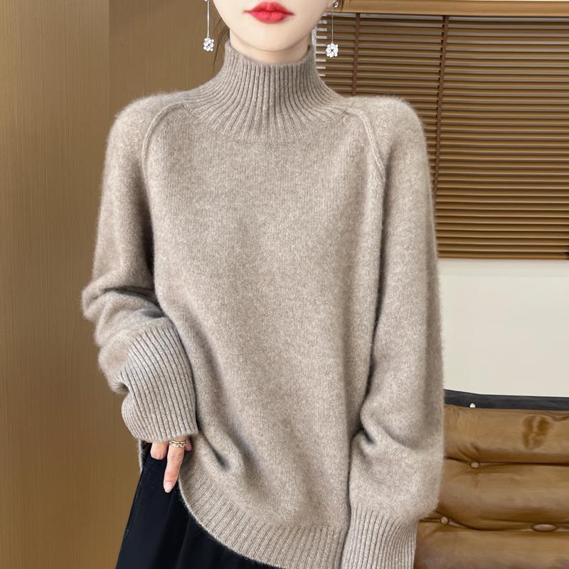 Women's Cashmere Sweater Qinghe Cashmere 30% Cashmere 70% Wool Warm and Fashionable All-match Autumn and Winter