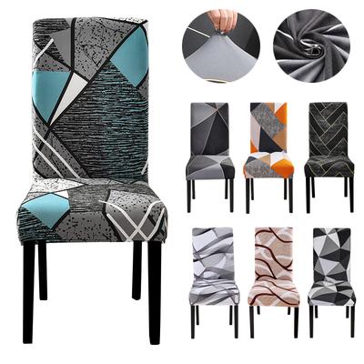 Geometric Wedding Chair Covers Spandex Stretch Dining Banquet Slipcover Chair Cover Party Decor Dining Room Seat Cover Washable