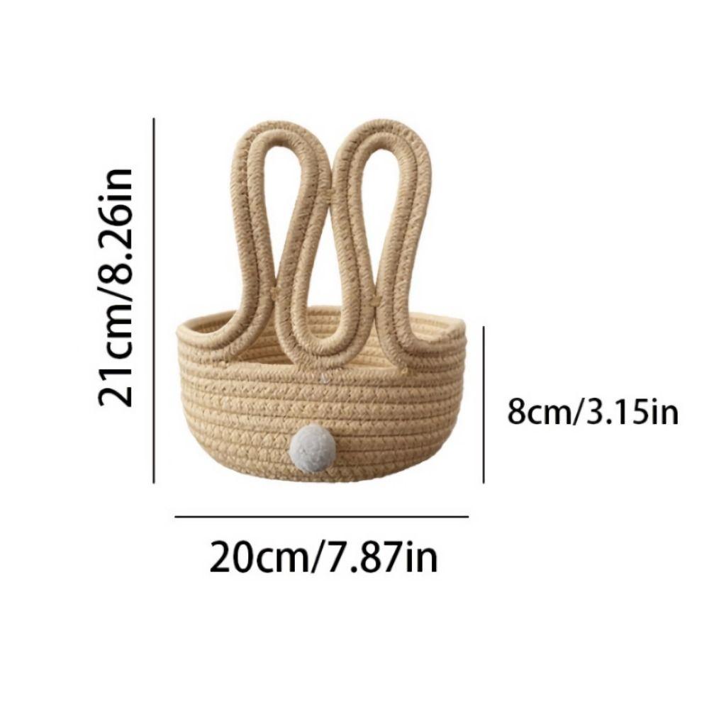 Cartoon Design Bunny Storage Basket Cotton Rope Organizer Basket Desktop Organizer