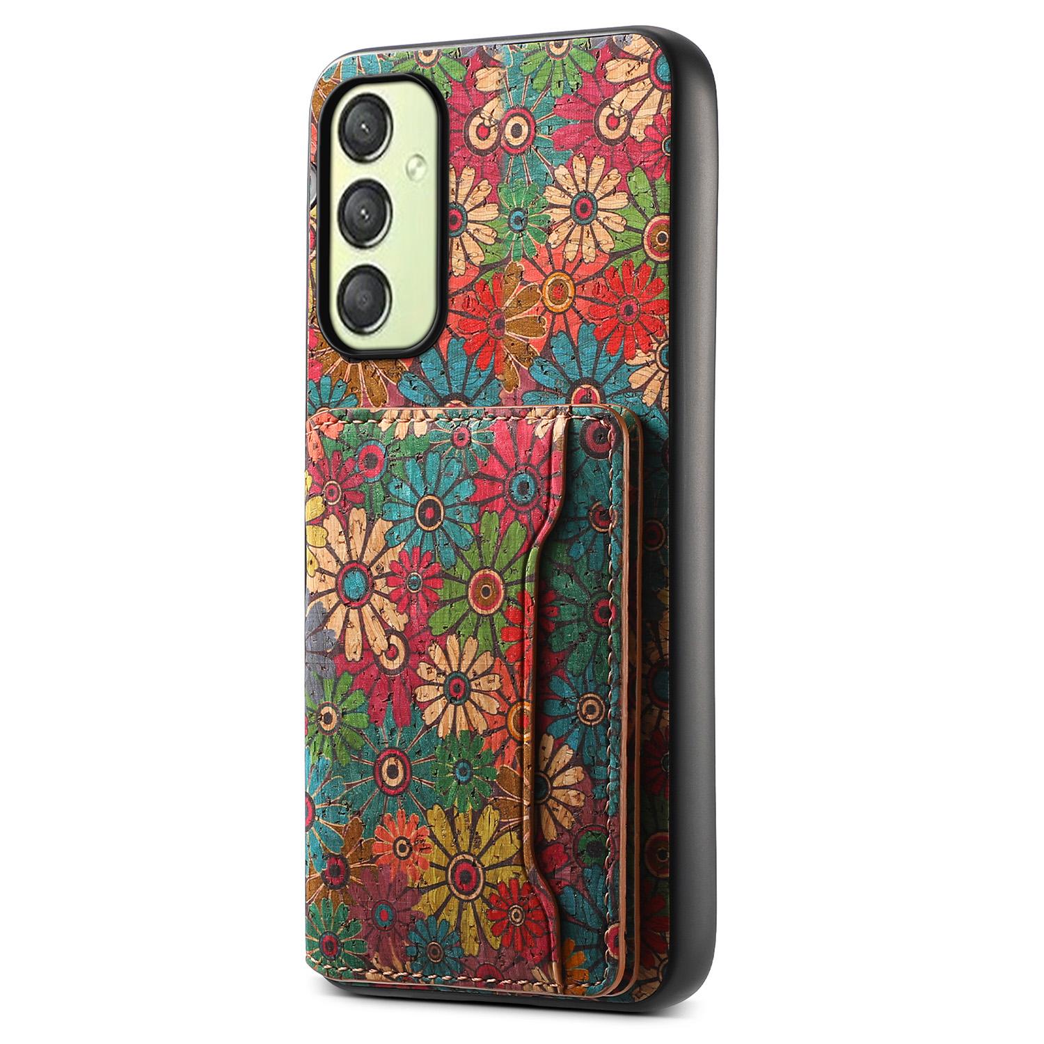 

For Samsung Galaxy A25 5G (Global) (161.0 X 76.5 X 8.3mm) Case Floral Print PU+TPU+PC Phone Cover with Kickstand Spring/Green