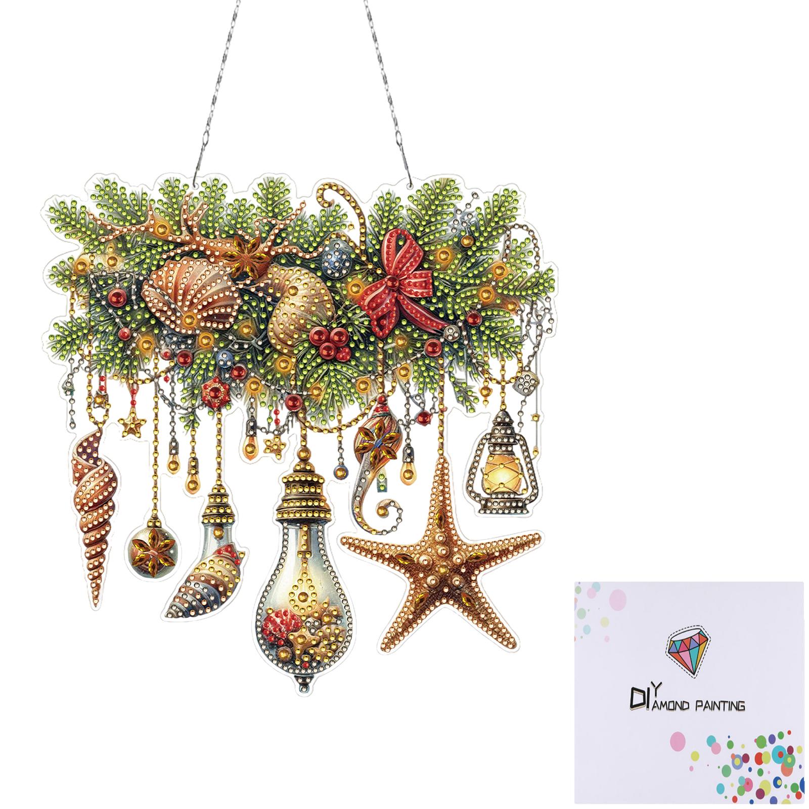 

Xmas Theme 2D/Flat DIY Rhinestone Diamond Art Window Pendants Diamond Painting Set Diamond Art Pendant Wall Door Decoration
