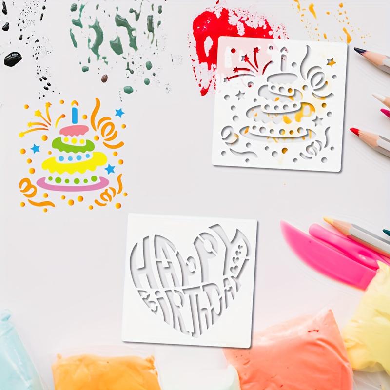 15PCS Happy Birthday Stencils Set, 10cm Reusable Plastic Painting Templates For Cards, Scrapbook, Wood, Wall & Party Decor