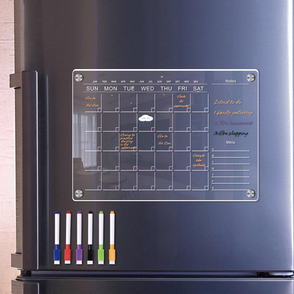 3D Magnetic Acrylic Erasable Weekly/Monthly Planner Board for Fridge