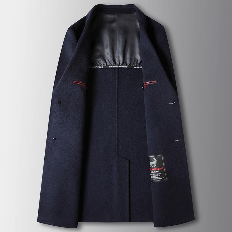 Осенне-зимнее шерстяное пальто средней и длинной длины для молодежи — фото 5