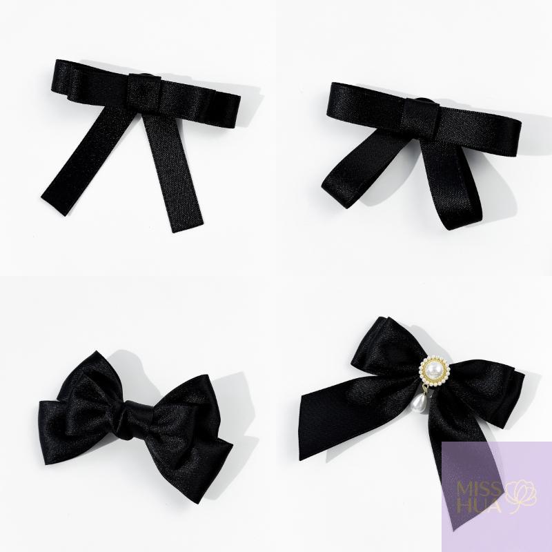 Black Ribbon Bow Pearl Brooch For Women Versatile Shirt Collar Pins Clothing Decoration Ribbon Tie Jewelry Accessories Gifts