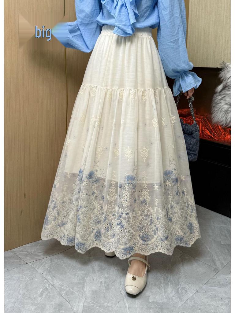 Embroidered Ethnic A-line Skirt for Autumn/Winter