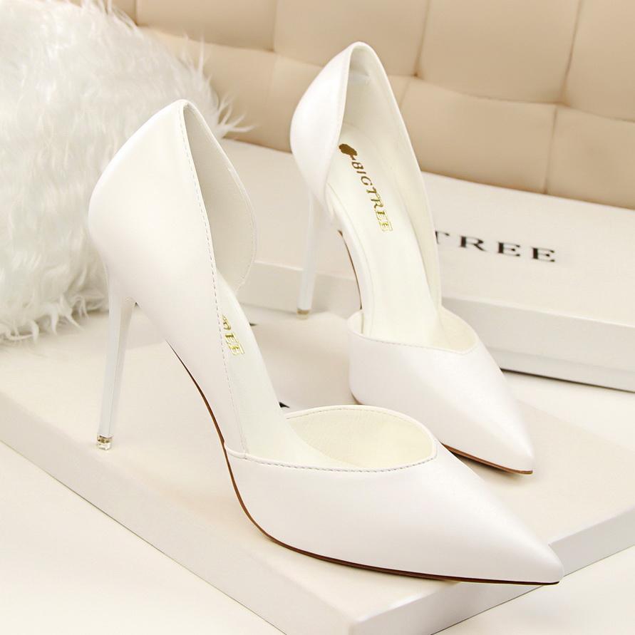 Bigtree Moda Semplice Club Notturno Spettacolo Scarpe Sottili da Donna Tacco Sottile Tacco Super Alto Bocca Bassa Appuntite Vuote Scarpe Singole