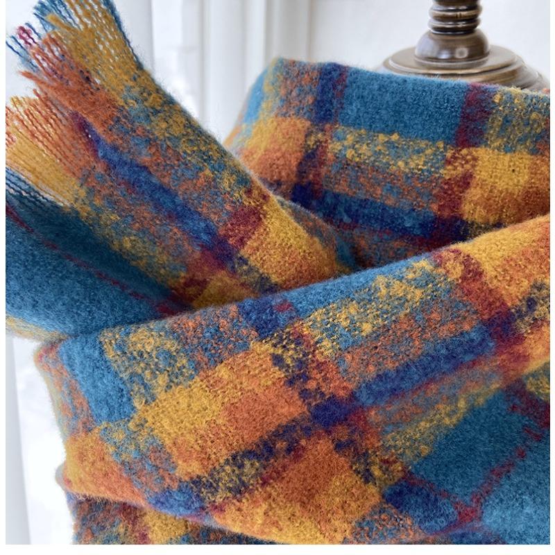 Luxury Plaid Winter Scarf for Women Long Warm Cashmere Scarves Hijab Thick Lady Shawl Wrap Female Pashmina Bandana Head Scarfs
