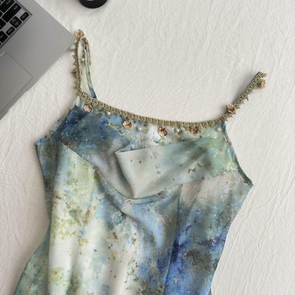 Women's Mint Green Fishtail Camisole Dress - Slim, Sexy Summer Vacation Style