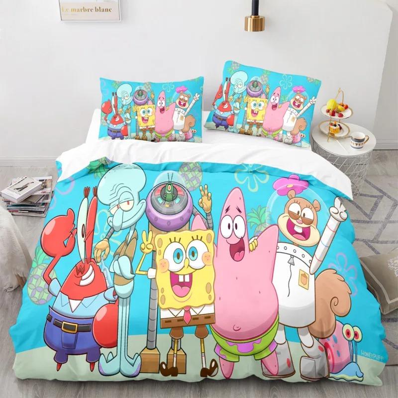 

Мультяшний Аніме Постільний Комплект Спанч Боба 3D Друк Патрік Сквідвард Ковдра Підковдра Наволочка Постільний Комплект Полуторний Двоспальний Королівський Розмір 70x130cm 2pcs