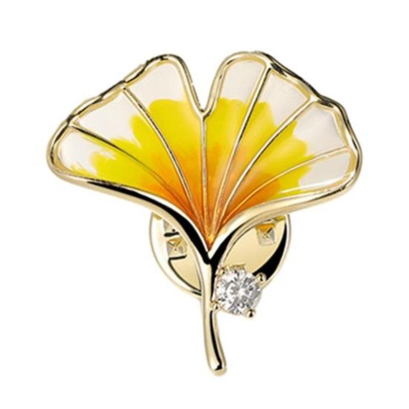 Brosche für Damen, Sonnenblumen-Ahornblatt, Aprikosenblatt, realistisch, galvanisiert, poliert, exquisit, für Abschlussball, Party, Mantel