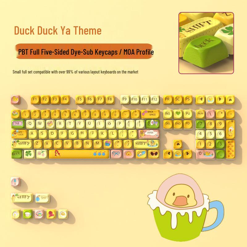MOA High PBT Custom Cute Cartoon Round Keycaps - Milk Yellow Theme 38x16x3 cm стандартный