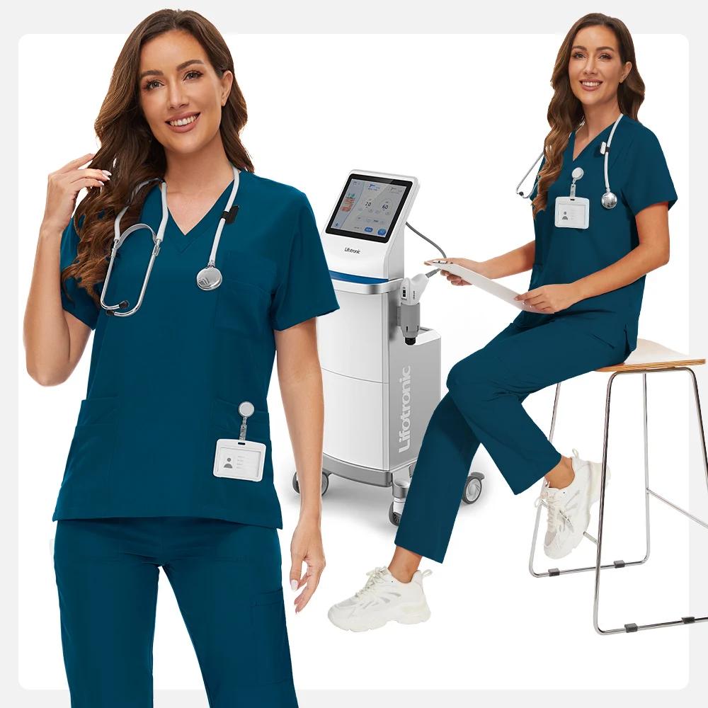 Anti Wrinkle Washable Soft Hospital Uniform Hot Sale Pet Vet Nurse Scrub Set Women Medical Scrubs Sets Women Medical Accessories S