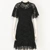 LILY BROWN Dress with Different Materials, All Lace, Black, M, Party Dress, Short Sleeves