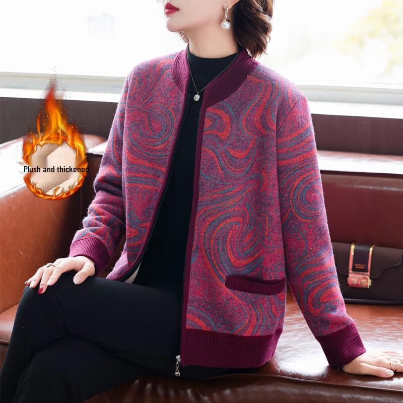 

Baolianduo Women s Thickened Knit Cardigan Jacket 2XL