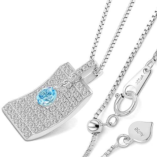 

[Takeda Jewelry] March Birthstone Aquamarine, Symbol of Wealth and Happiness, Genuine Natural Aquamarine with Cubic Zirconia, Free Adjuster, Convenien