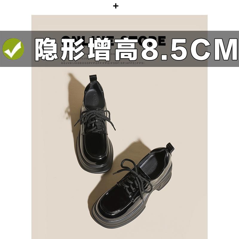 

Туфли на танкетке из маленькой кожи с увеличением внутренней высоты женские новые весенне-осенние черные с бархатным ремешком на толстом каблуке на толстой подошве 32334 40