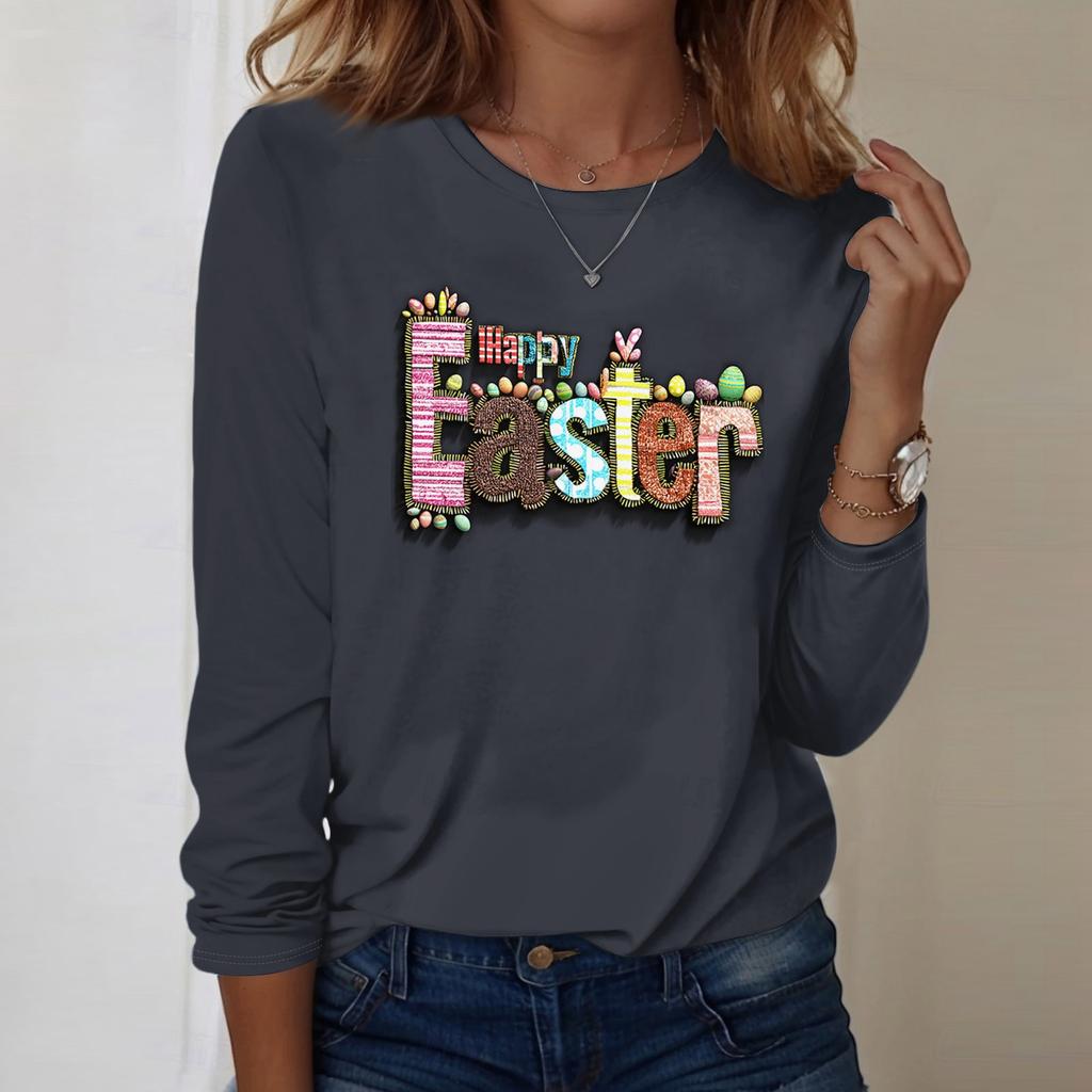 Langarmshirts für Damen, niedlicher Aufdruck, Grafik-T-Shirts, Blusen, lässig, Übergröße, Basic-Tops, Pullover