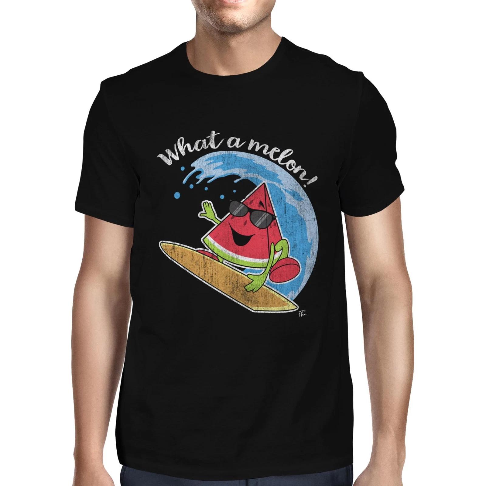 1Tee Mens What A Melon, Surfing Watermelon T-Shirt L