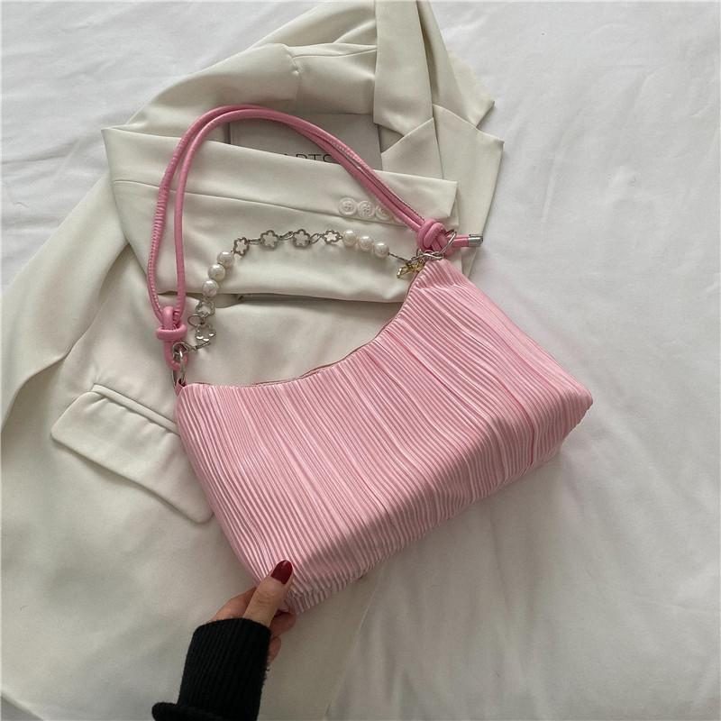 

Этим летом популярная женская сумка 2025 года, новая нишевая универсальная сумка через плечо, корейская версия, модная плиссированная сумка-мессенджер розовый