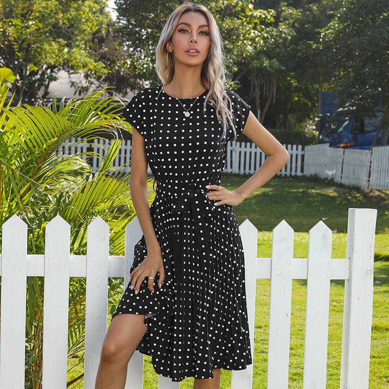 Russia Summer New Polka Dot Midi Dress - Casual Round Neck Arrival