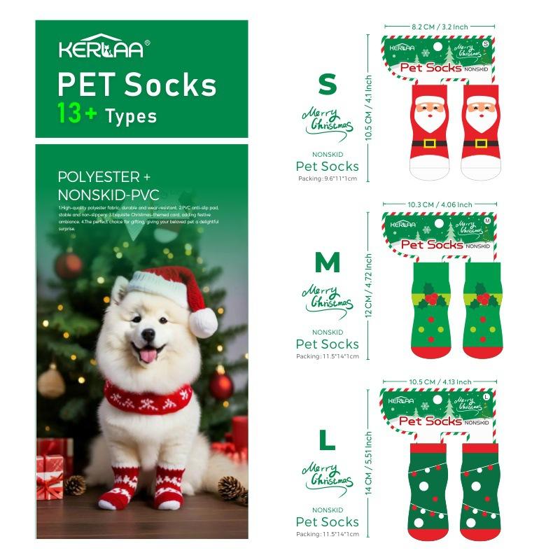 Christmas Dog Socks Non Slip Soft Dog Socks Thickening Knitted Socks for Small Medium Large Dogs Christmas Celebration keep warm