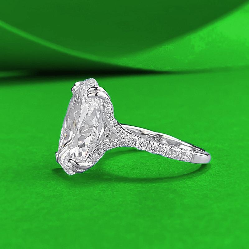 Zhuo Zhi Fan Women's S925 Sterling Silver Oval Zircon Ring 