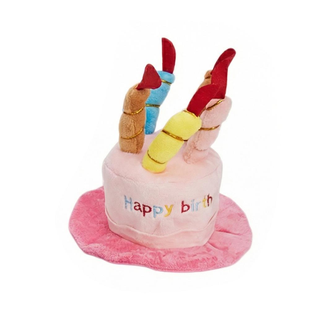 Plush Pet Birthday Cake Hat – Festive Headwear For Dogs & Cats, Perfect For Birthday Parties & Holiday Celebrations