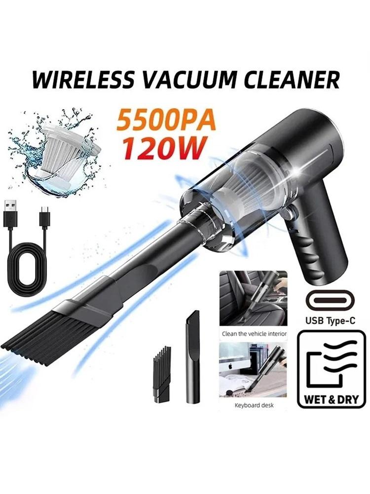 

1 шт. беспроводной пылесос двойного назначения для дома и автомобиля 120 Вт мощный пылесос черного цвета чёрный