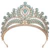 Royal Queen Green Crown Big Diadem Bride Tiara Crowns for Women Bridal Wedding Party Crown Hair Dress Jewelry Accessories