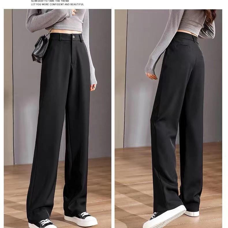 

Women s Summer Slim Wide-Leg Drape Casual Trousers 4XL чёрный