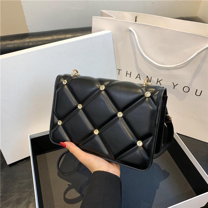 Trendy French Style Grid Small Shoulder Bag 2023 Autumn Winter New Square Bag