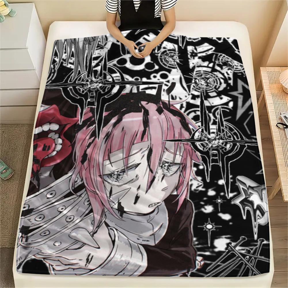 1PC Soul Eater Print Flannel Blanket, High quality Comfortable for All Seasons, Home Decor, Warmth and Comfort, Perfect for Christmas Gifts172