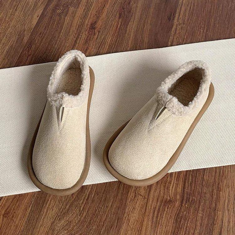 Soft-soled Doudou shoes women's 2025 winter new non-slip snow boots fleece warm loafers flat-soled thickened cotton shoes