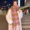 Maillard Fleece-Like Cashmere Scarf Plaid Korean Style Thickened Warm Soft Shawl Couple Neck Warmer