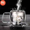 Hi Resistant Clear Double Wall Insulated Breakfast Mug Double Glass Cup Coffee Tea Cup with Handle