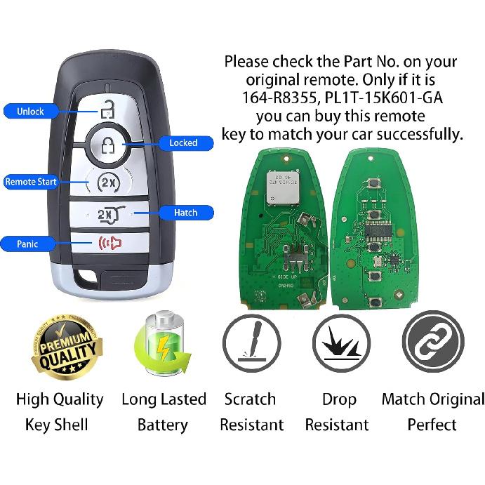 Smart Key Fob for Ford Expedition 2024-2025, Alliskeys Proximity Key Fob Replacement for Ford Expedition 2024-2025 M3N-A108397 PL1T-15K601-GA