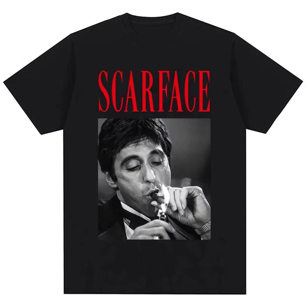 Scarface Movie Al Pacino Same Style T-shirt, Unisex Retro Hip Hop Loose Cotton Casual Streetwear Fashion T-Shirt