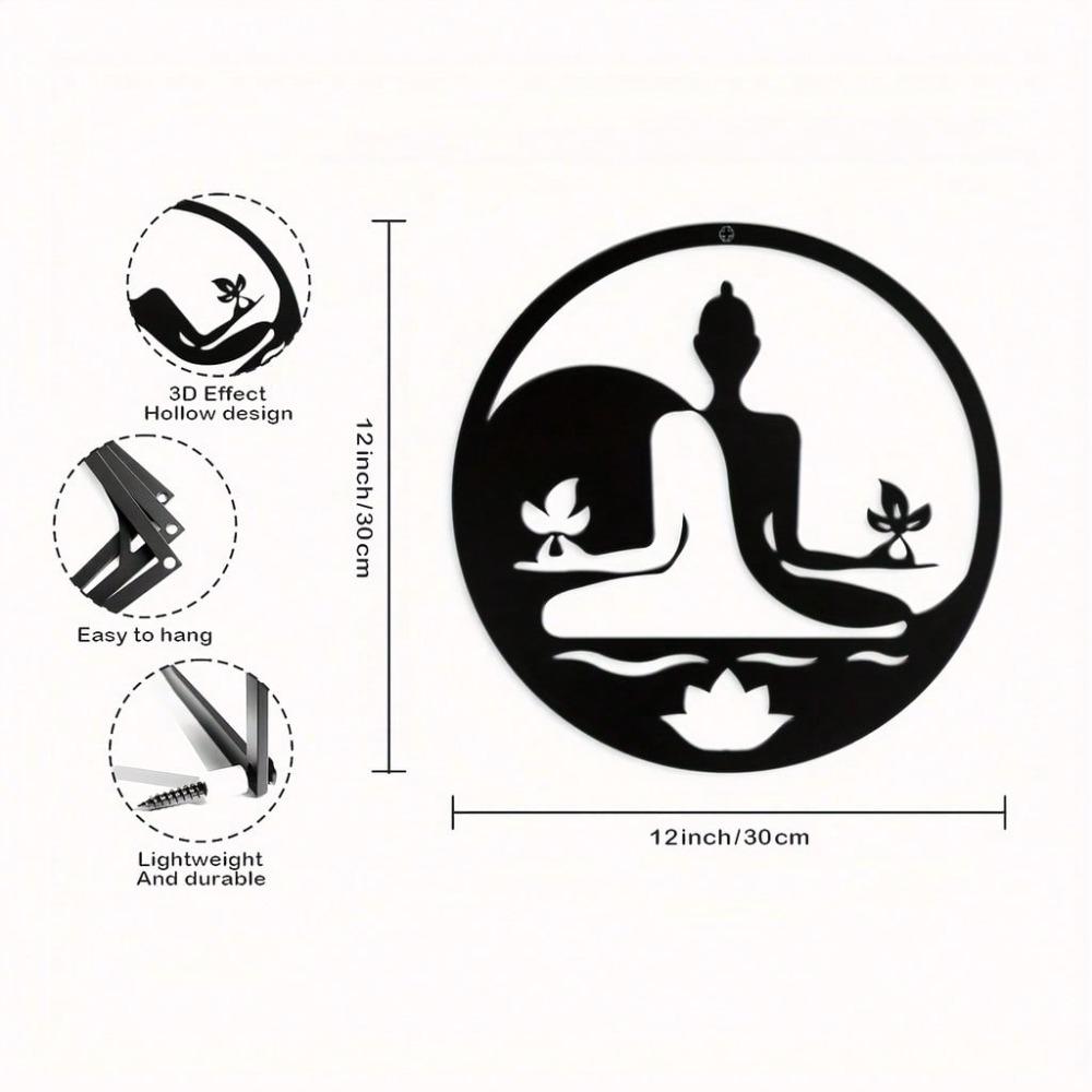 Metal Wall Art Buddha Figure Decoration for Meditation, Yoga Room, Living Room, Office Decor
