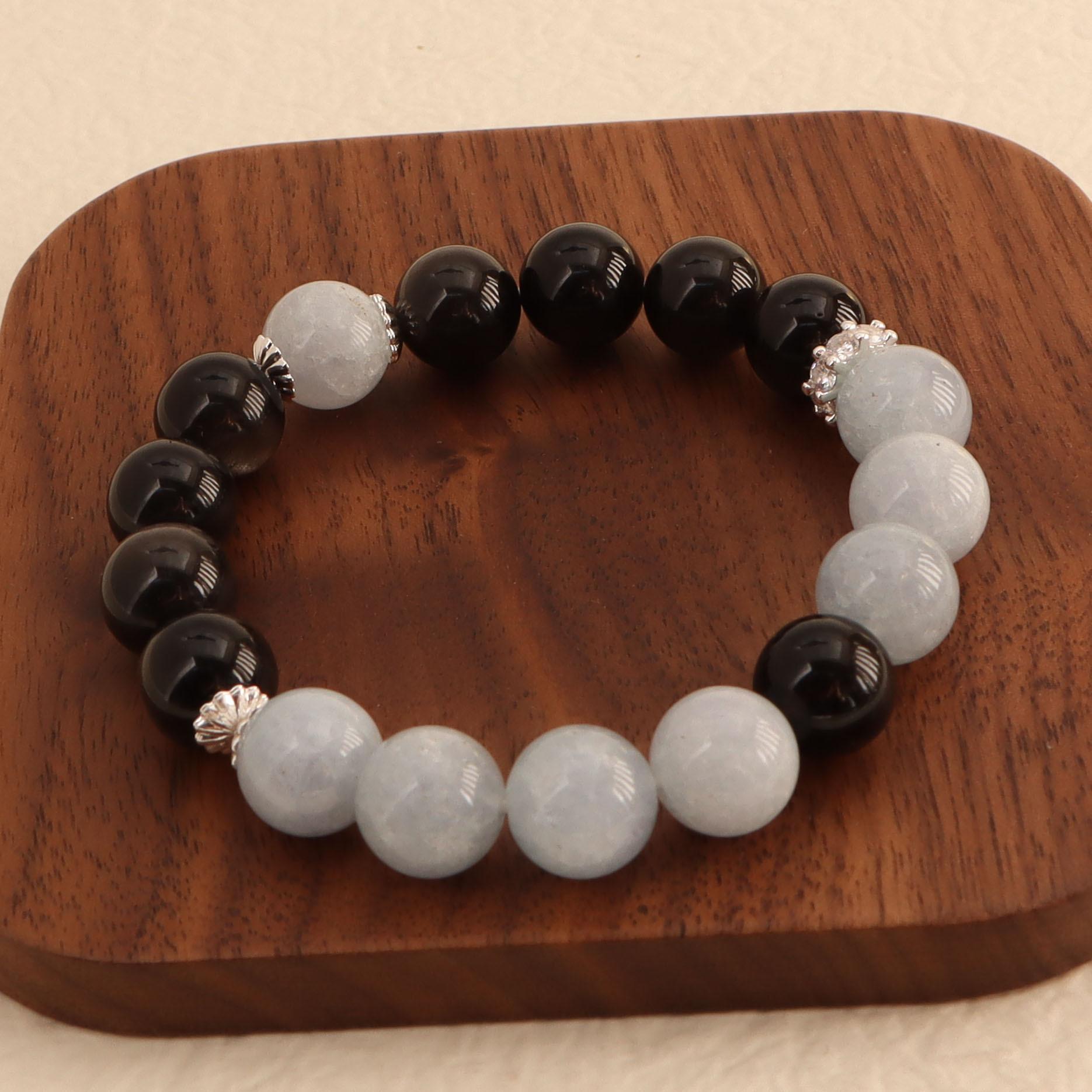 

Hot-selling crystal bracelet handmade beaded elastic bracelet men s obsidian couple lucky bracelet