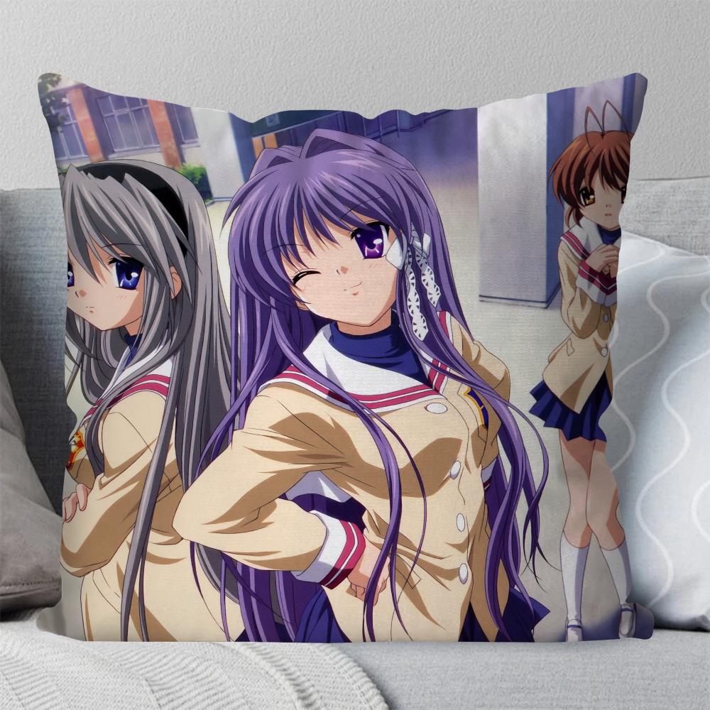 Japansk Anime Clannad Kuddfodral Fyrkantig Kudde Sovrum Soffa Fritid Komfortkudde Bil Vardagsrum Heminredning 40X40