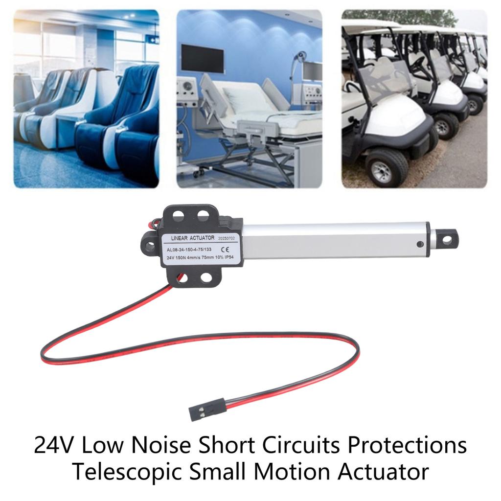 Small Electric Linear Actuator 24V Low Noise Short Circuit Protection Telescopic Small Motion Actuator Easy to Use