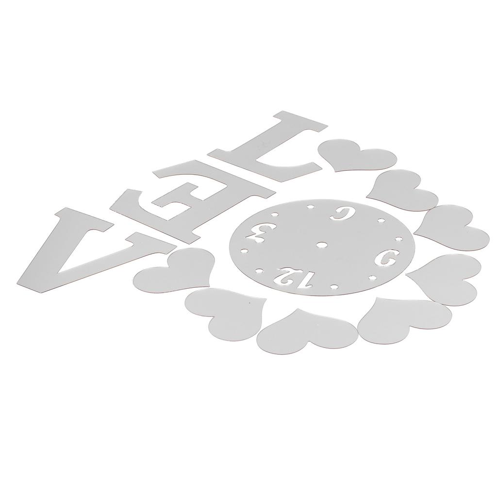 Spiegeloberfläche rahmenlose Wanduhr Aufkleber DIY Wanddekoration für Wohnzimmer Schlafzimmer Silber