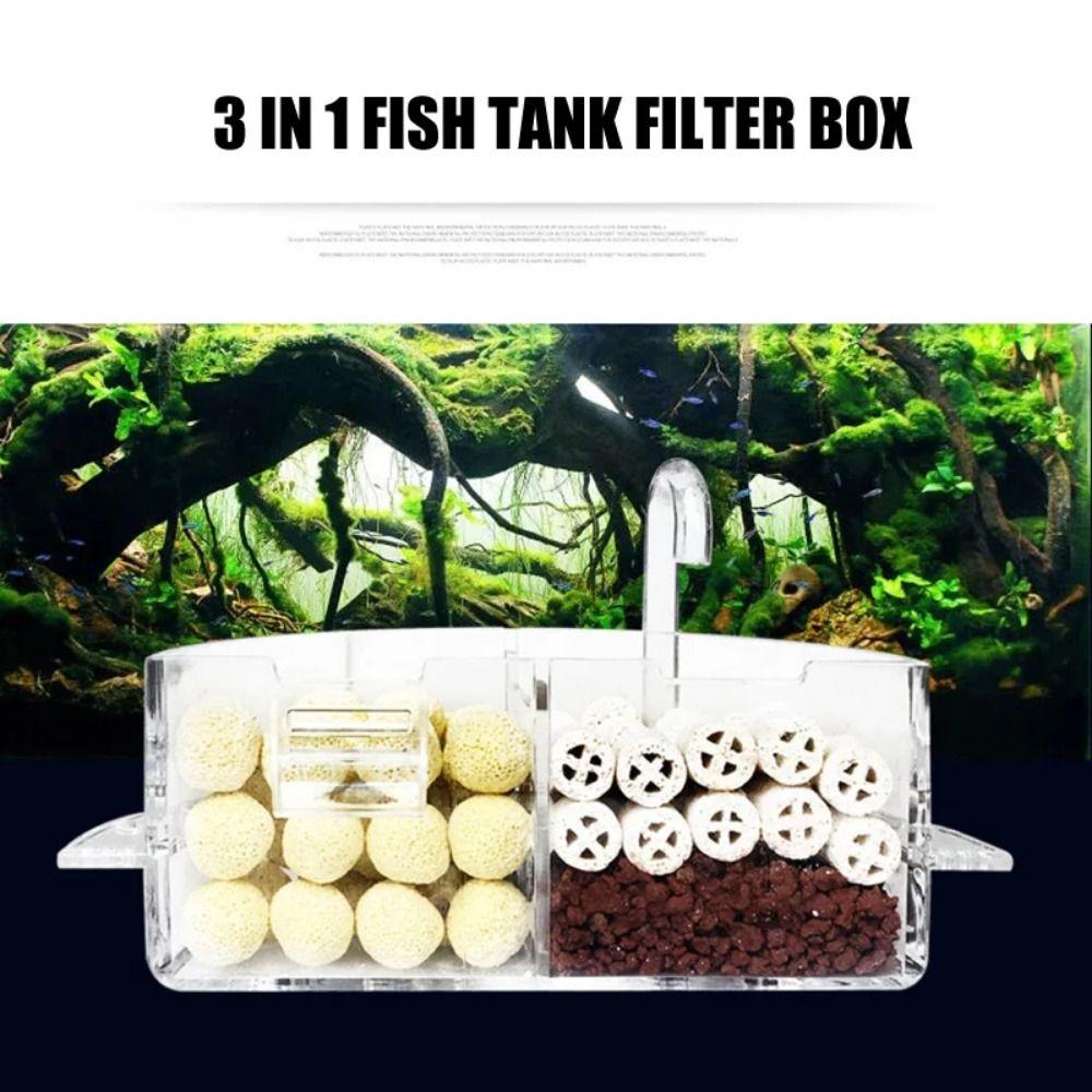 Hanging Type Acrylic Fish Tank Top Filter 3-in-1 Aquarium Water Purifier  Garden