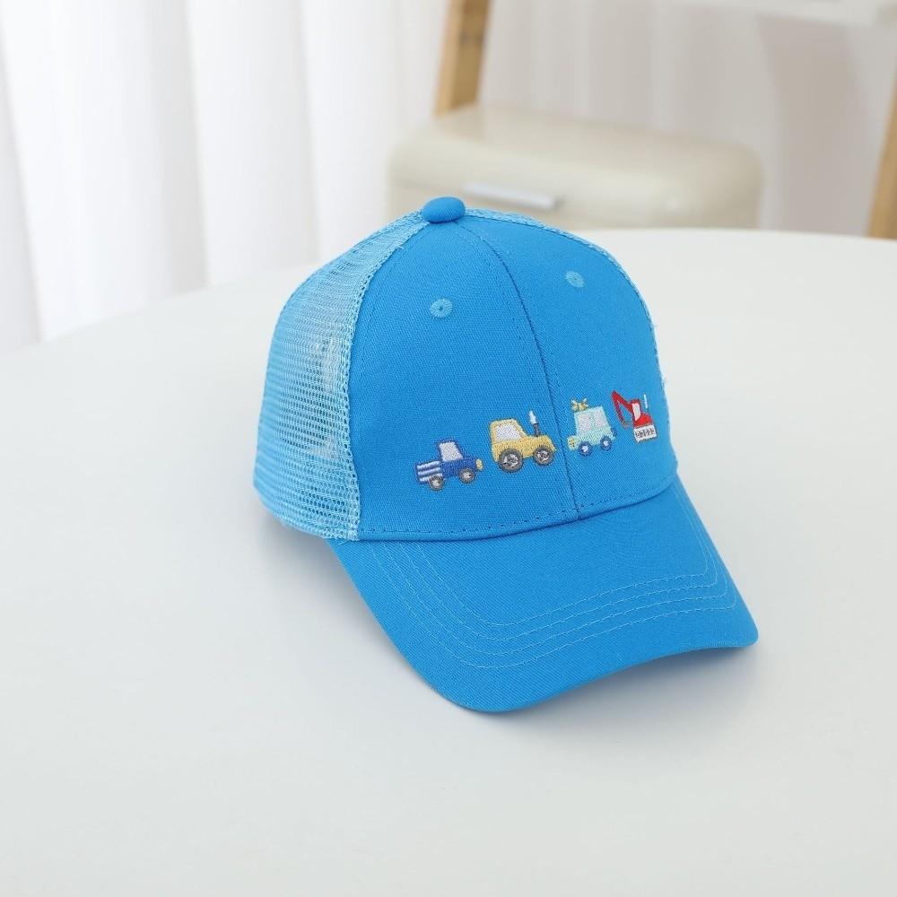 New Cartoon Car Excavator Embroidered Children s Baseball Caps Mesh Breathable Baby Sun Hats Casual Toddler Peaked Caps Outdoor синий