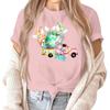 Women's Easter Gnome Graphic T-Shirt Cute Spring Love Letter Print Short Sleeve Casual Tee for Holiday