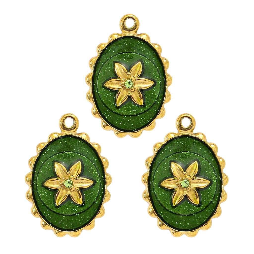 3pcs Elegant Gold Plated Steel Sunflower Necklace Pendant for Women with Enamel Tarot Card and Crescent Star Charm