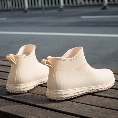 Fashion Short Tube College Rain Boots Rubber Shoes Water Shoes Non-slip Water Boots Plastic Thickened Women's Summer Work Rubber Boots Rain Shoes