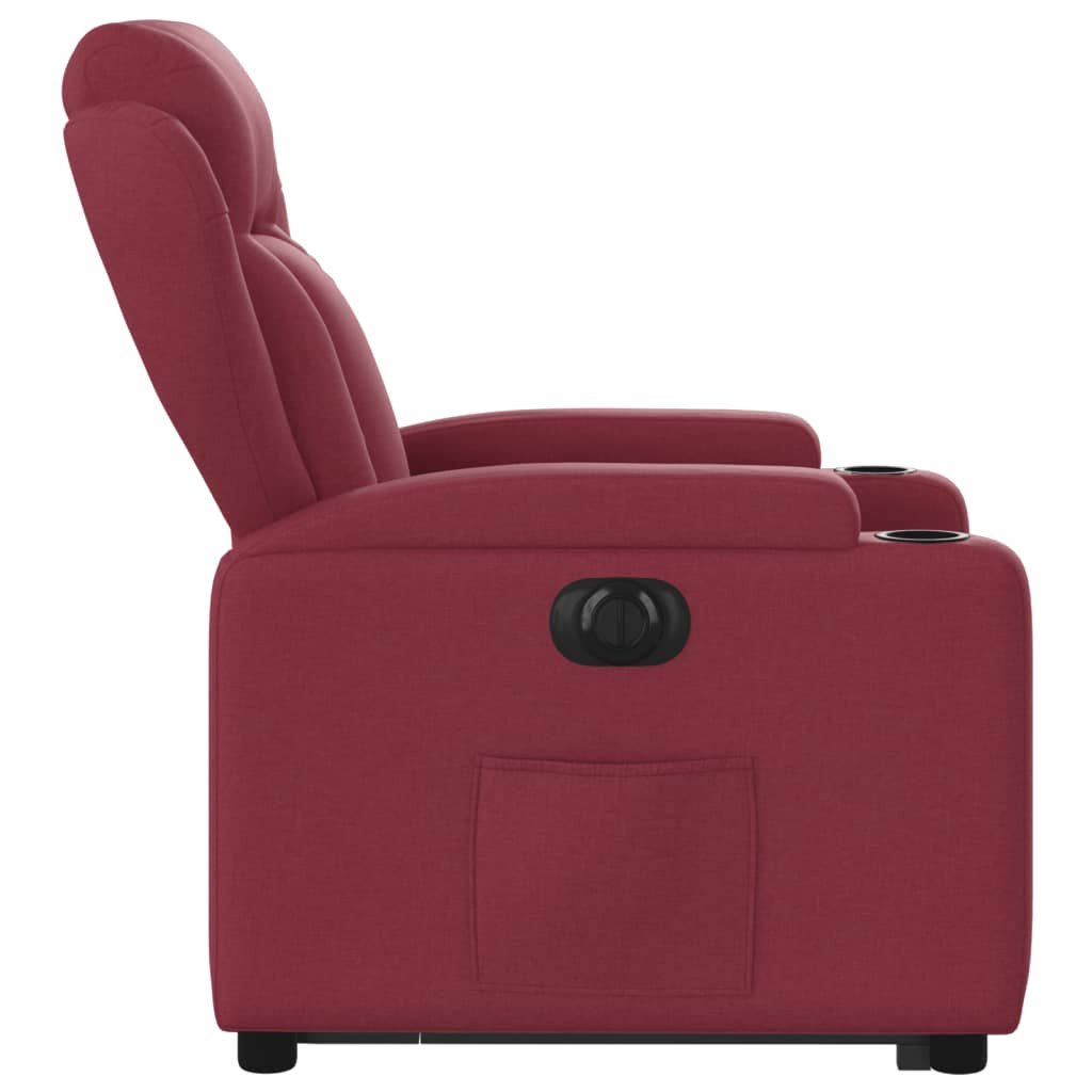 Recliner Chair with Lift Assist Electric Burgundy Fabric